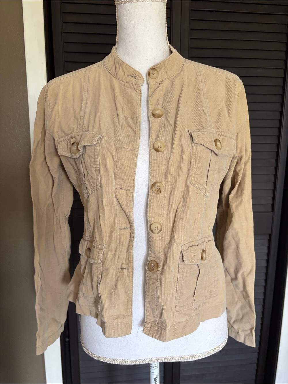 Utility Button-Front Jacket in Tan
